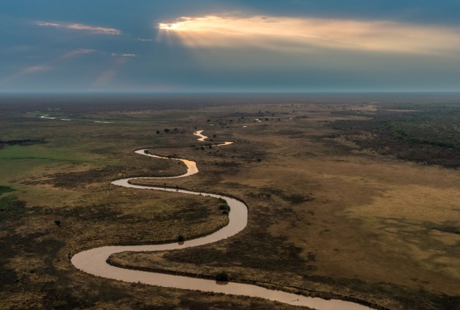 Areal view of a river in Boma Badingilo Park