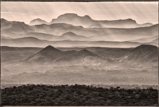 Areal view of mountains in Majete 